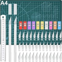 Skalpell Set Hobbymesser Carving Craft Mit 40 Ersatzklingen Schneidebrett Lineal