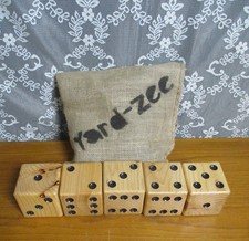 YardZee Wooden Dice Game- 5 Solid Wood Dice with Storage Bag