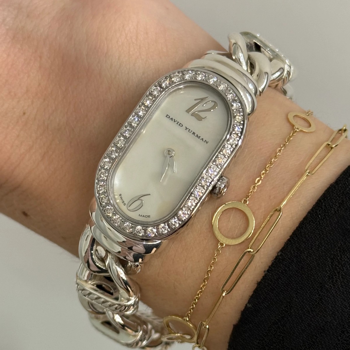 David Yurman Diamond Bezel Mother-of-Pearl Watch Ref. T408-MSS | eBay