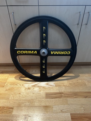 Rueda delantera cubierta de carbono Corima 4 radios HR 700c HED3 Trispoke Track Fixie NJS - Imagen 6 de 6
