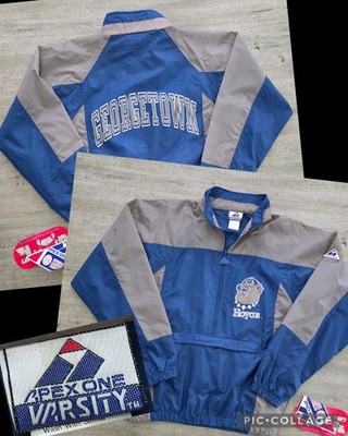 Vintage 90s Apex One Georgetown Hoyas Packable Windbreaker Pullover Jacket Sz Sm