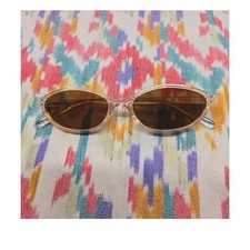 New Clear Oval Sunglasses Amber Tinted Lens Retro Vintage Style Eyewear