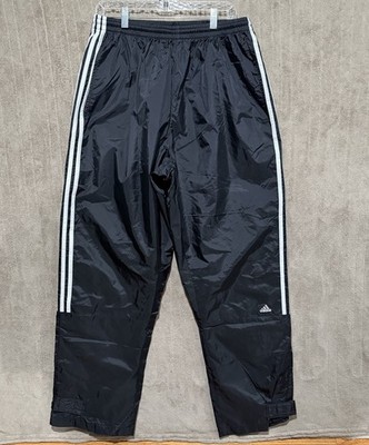 Vintage Adidas Men s Y2K Track Pants Black Stripes Size 2XL Nylon Heritage Baggy