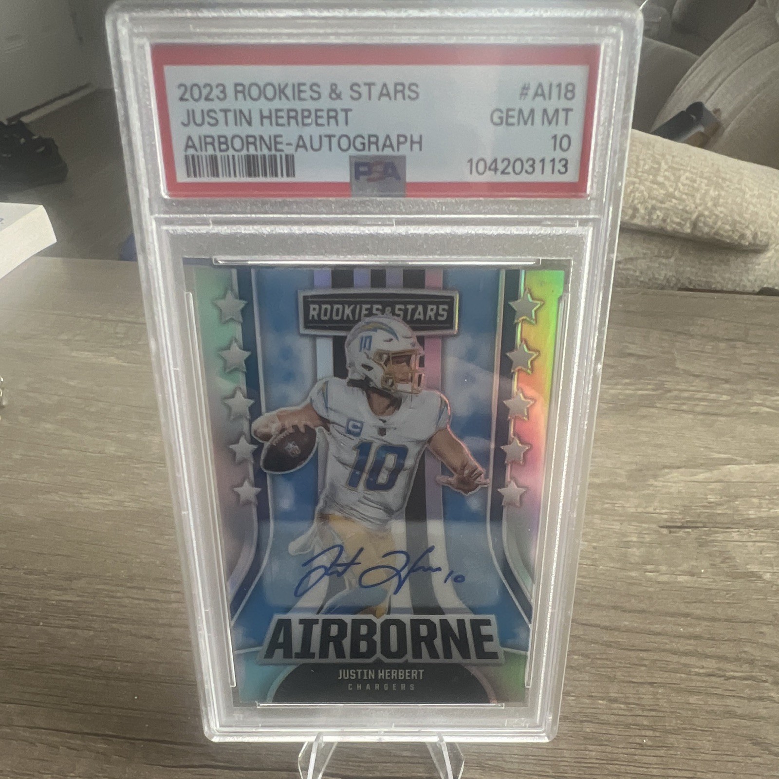 Panini Rookies & Stars Justin Herbert Airborne AI-18 /25 PSA 10