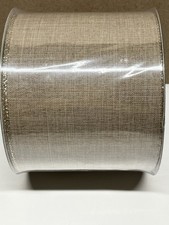 NIP Member's Mark wide roll of wired ribbon  5 inch wide X 25 yards  Tan