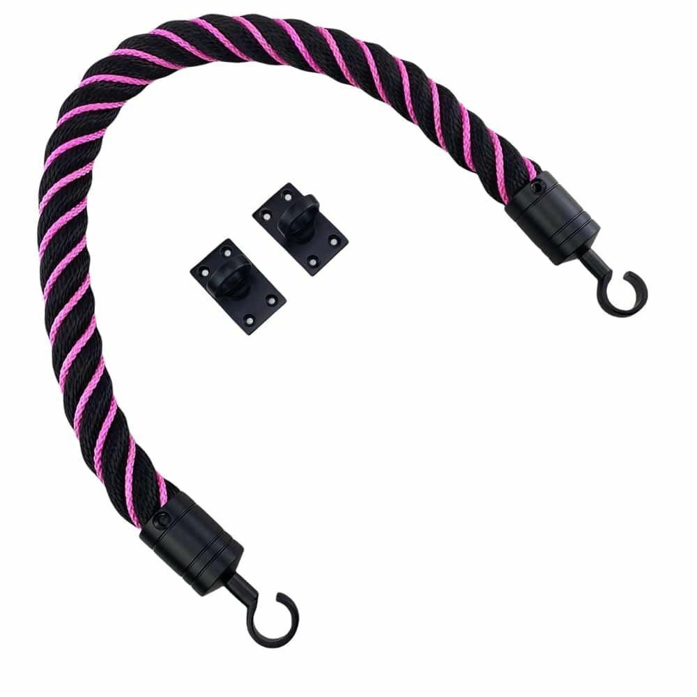 40mm Black Softline Wormed In Pink Barrier Rope x 3m c/w Black Hooks populair goedkoop