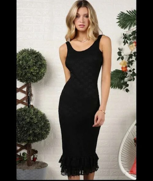 chinese dress ladies Mac Duggal Women's Crepe Strapless Midi Dress with Taffeta Bubble Hem - Black main image 1