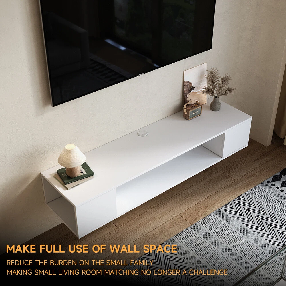 135CM TV Cabinet Stand Unit Wall Mounted Floating Cupboard Open