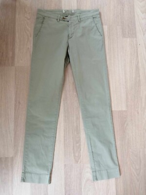Hose khaki grün gerader Schnitt Baumwolle Elasthan Gr.40 Settecento (4403080)