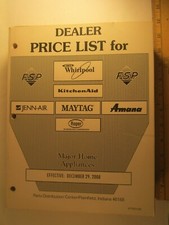 Paperback DEALER PRICE LIST 1992 KitchenAid WHIRLPOOL 1444 Pg ROPER Amana [Z96]