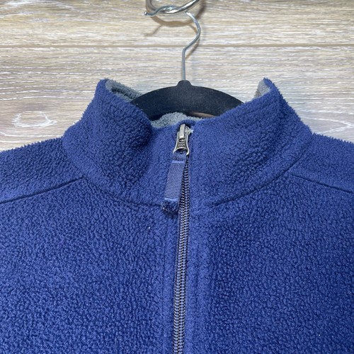 Lands End Jacket Size Medium Full Zip Pockets Navy Blue Fleece Windbreaker - Picture 3 of 12