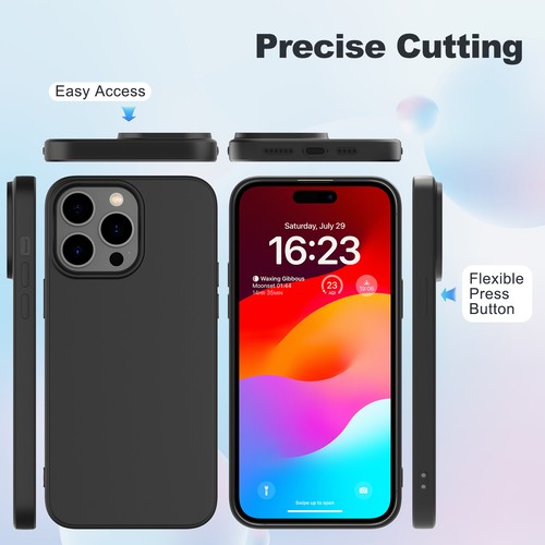 For iPhone 15 Pro Max Plus Liquid Silicone Case Shockproof Cover/Tempered Glass - Picture 12 of 64