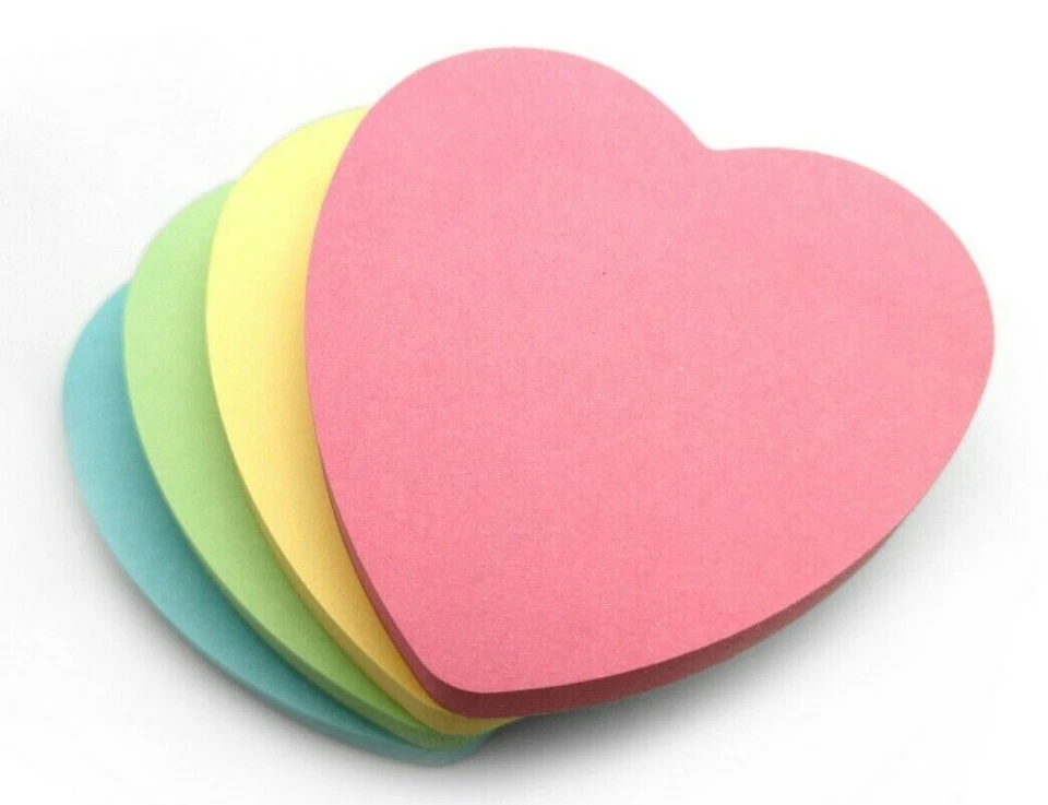 Heart Pastel Colours Remove It Sticky Post Notes 76mm x 76mm 3"x3" 12 pads - Image 2 of 4