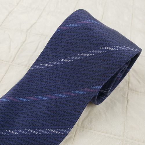 Vintage MISSONI Made Italy Purple 100% Silk Tie Necktie Mens Stripes 3.25"x57.5" - 第 1/10 張圖片