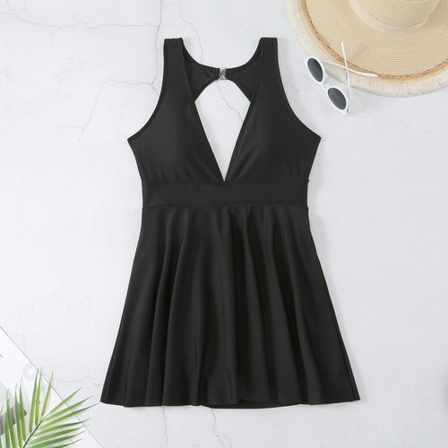 Women's Sexy One Piece Swimsuit Tummy Control V Neck Bathing Suits SwimmingDress - Picture 20 of 117