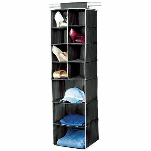 Hanging Organiser Wardrobe Clothes Shoes Socks Storage Black Cream 7 8 11 Shelf - Picture 4 of 9