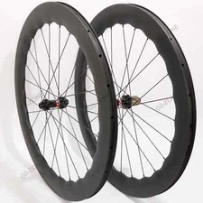 Ultralight 700c Road Bicycle Wave Carbon Wheelset Disc Brake Clincher Tubeless