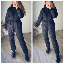H&M Quilted Padded Ski Snowboarding Jumpsuit Romper One Piece Hood MEASUREMENTS