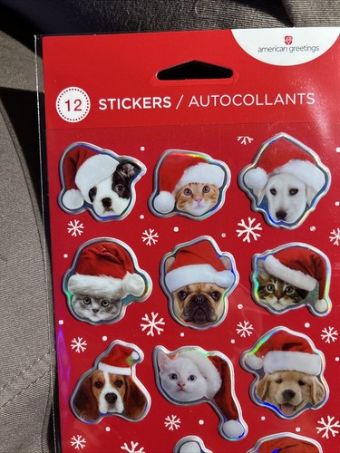 American Greetings Weihnachten Hund und Katze 12 Aufkleber NEU - Bild 6 von 23