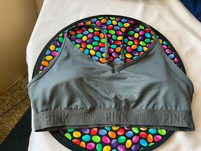 NWT PINK SECRET ACTIVE ULTIMATE LIGHTLY LINED SPORTS BRA SZ XL GRAY RACERBACK
