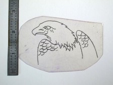 vtg 1960s 1970s Tattoo acetate stencil Eagle Head Back View EA3