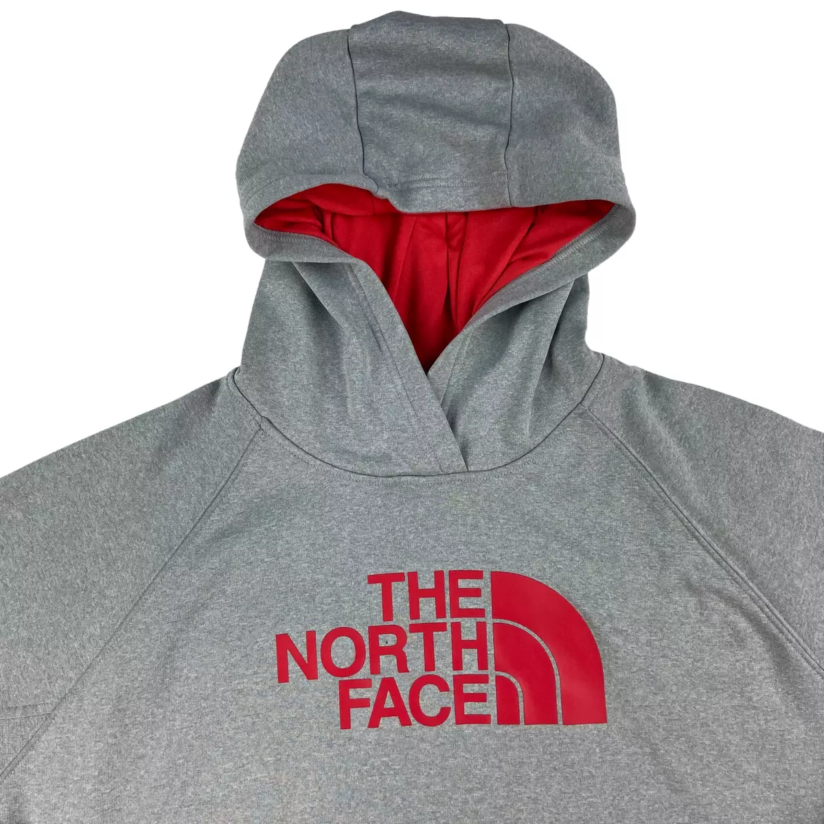 Grey and red north face hoodie sales