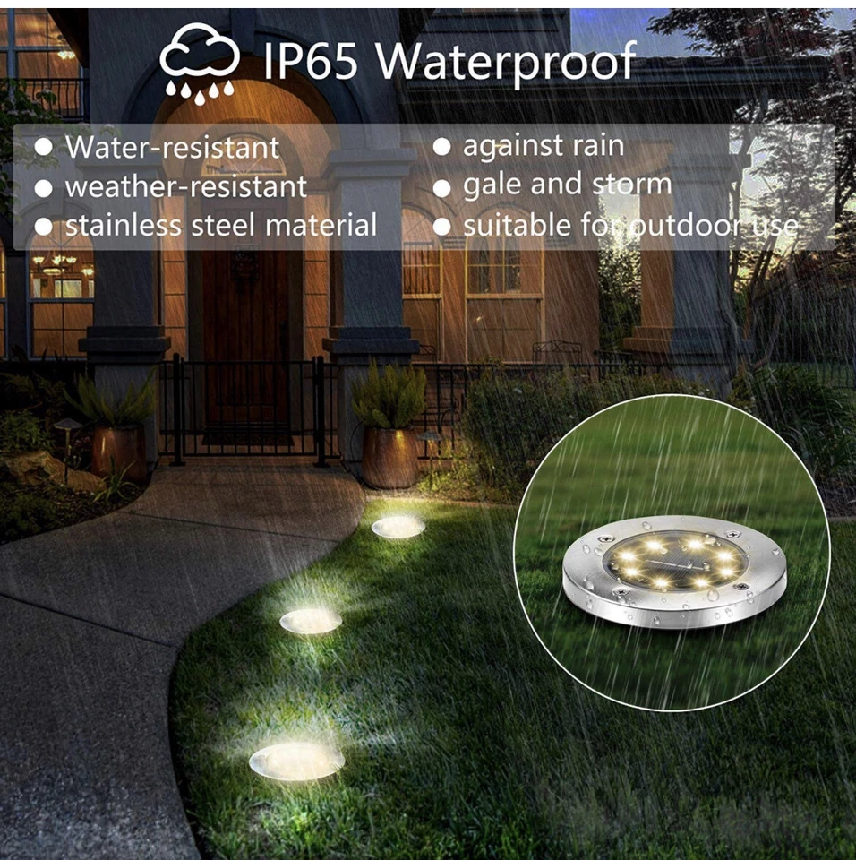 1-16 Pcs LED Solar Power Flat Buried Light In-Ground Lamp Outdoor Path Garden - Image 4 of 4