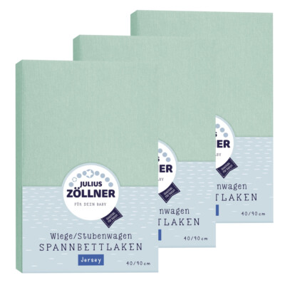 Julius Zöllner Spannbetttuch Jersey 90x40 Salbei 3er Pack NEU