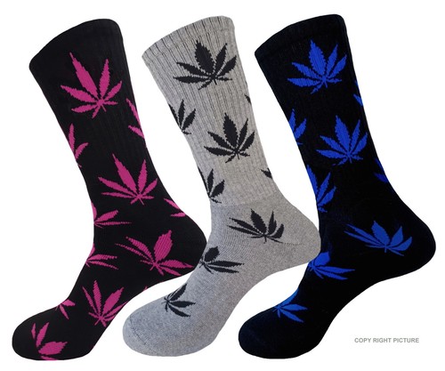 3PAIRS MARIJUANA WEED LEAF COTTON CREW SOCKS CANNABIS 10-13 TRUE TO SIZE 18 INCH - Picture 17 of 31