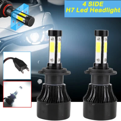 KIT AMPOULE LED H7 VENTILE CSP 200W 10000 LM 6000K ANTI ERREUR VOITURE 4 SIDE