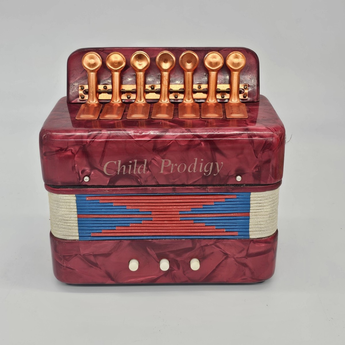 Red Mini Accordian Child Prodigy ST 102 With Box Vintage Shen Tong