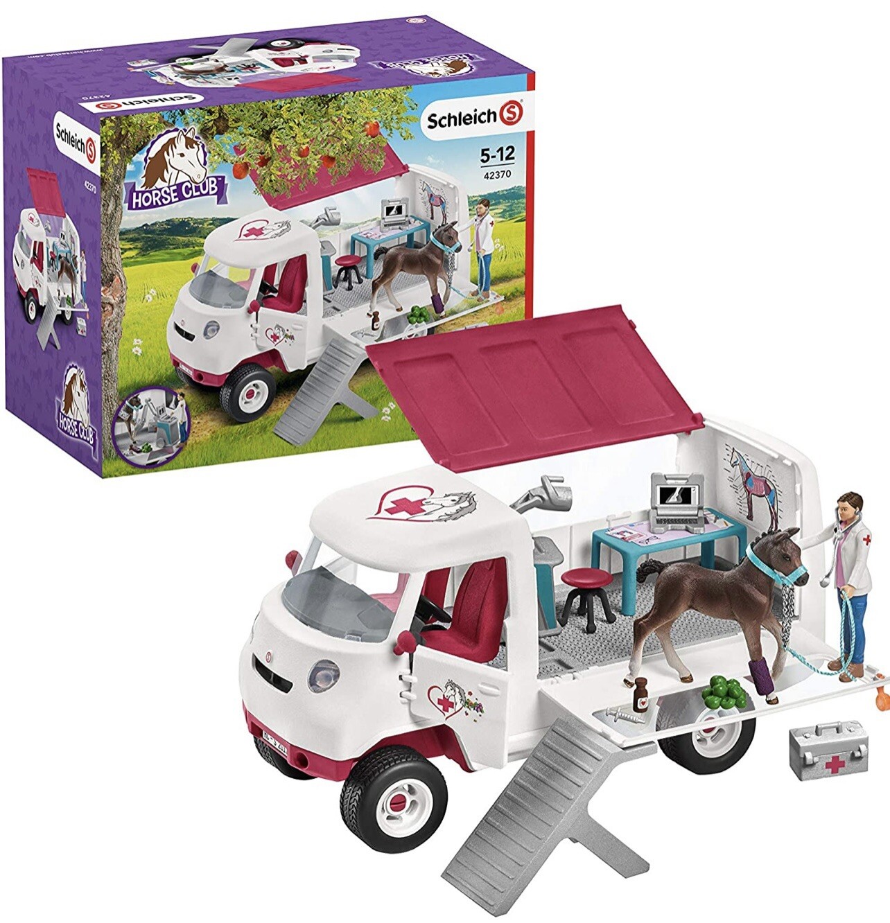 Camion vétérinaire mobile Schleich 42370 Horse Club avec poulain