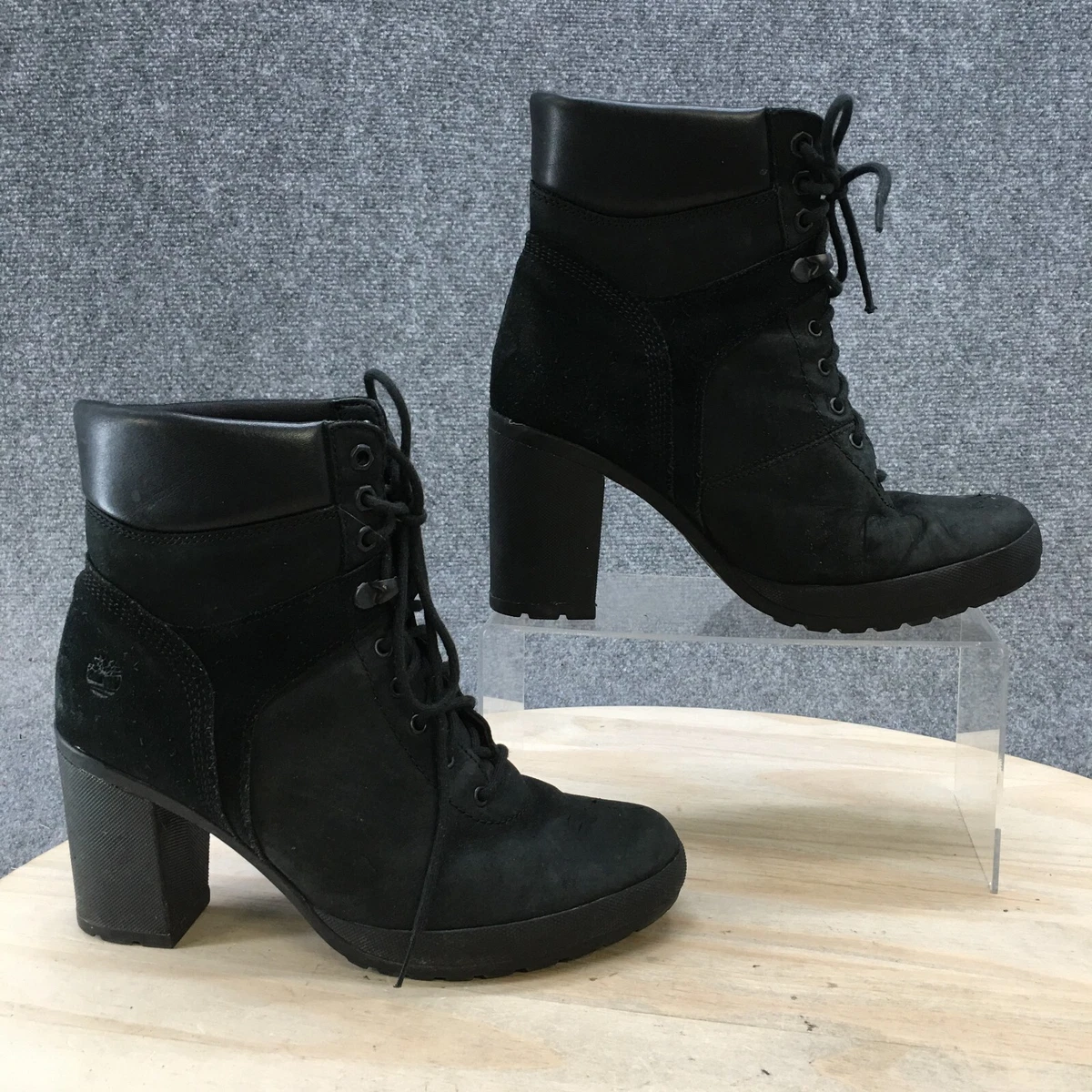 Womens black timberland boots on clearance sale