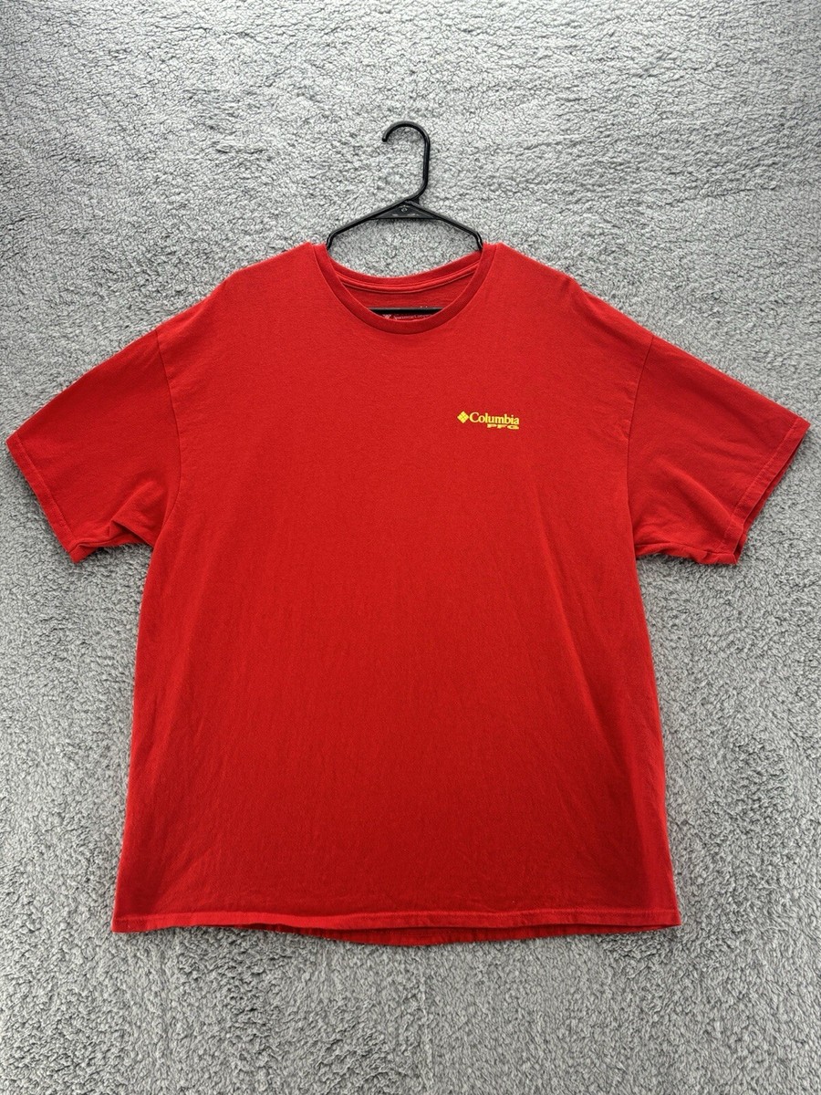 Chemise De Pêche Columbia PFG XL Signes Symboles Rouge Pâle Blanc Chemise De Pêche Columbia PFG XL Signes Symboles Rouge Pâle Blanc