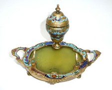 Calamaio Intorno Al 1860 Bronzo Onice Champlevé Smalto