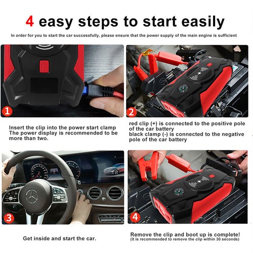 99800mah KFZ Auto Starthilfe Car Jump Starter 12v Ladegerät Booster Powerbank - Bild 10 von 13