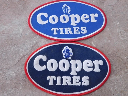 TWO Vintage Cooper Tires Rubber Company 8” x 5” Embroidered Back Jacket Patch X2