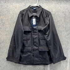 Propper Jacket Men Medium Ripstop Black Button Down Combat Police BDU Coat