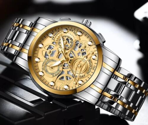 🎄Herren Chronograph Uhr Silber/gold bicolor  Edelstahl NEU in OVP🎁 - Bild 1 von 6