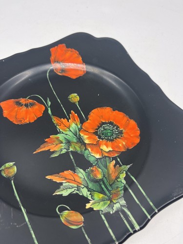 Crown Ducal Poppy Black and Orange Plate c1920 Art Deco Plate - Picture 9 of 12