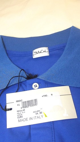 Polo Maglia Uomo Grigio Blu Scuro Bianco Regular Fit Cotone Piquet Made Italy - Picture 30 of 37