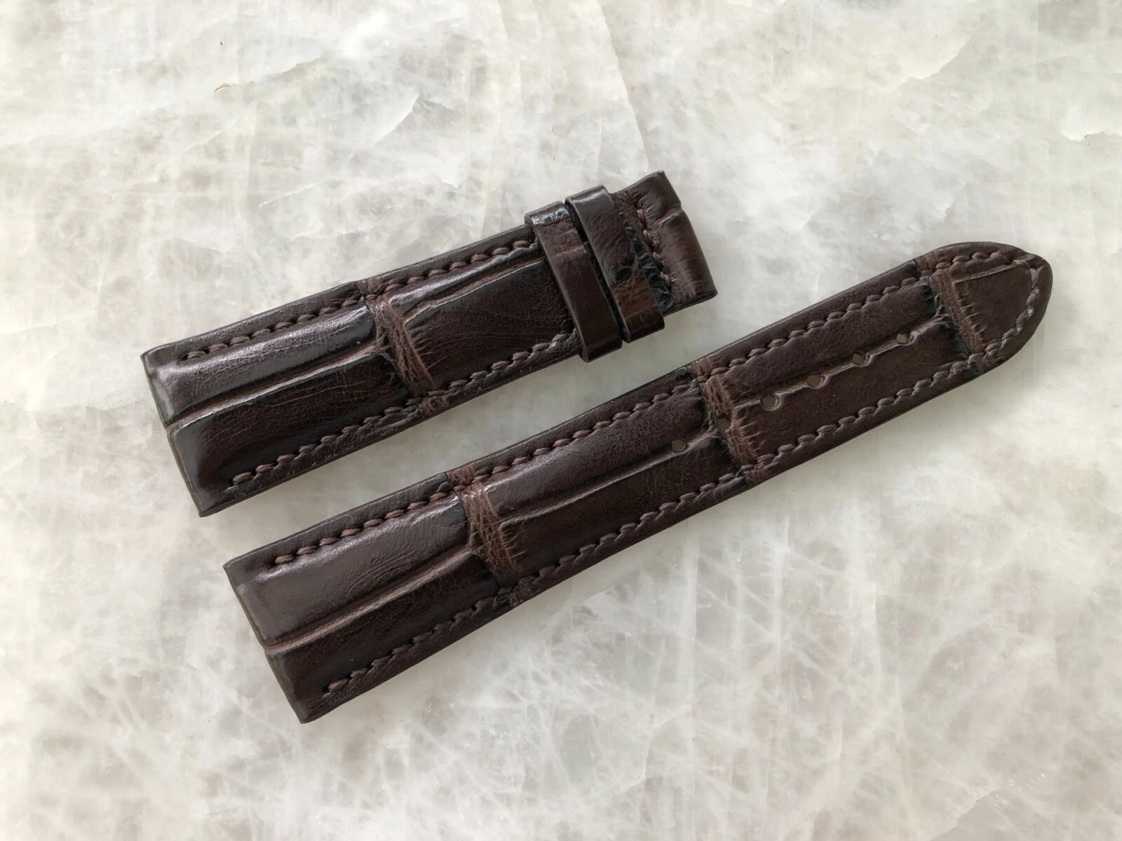22mm/18mm Brown Alligator Crocodile Embossed Leather Watch Strap Band
