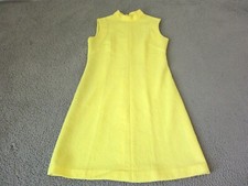 Vintage 60s Mod Dress Womens One Size Yellow Pencil Casual 70s Long Ladies