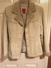 *worn Once* Esprit Cream Beige Quilted Fur Cordroid Oversized Jacket Coat Size M
