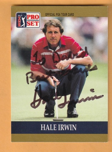 Hale Irwin AUTO firmata 1990 Pro Set Golf Card Colorado Buffaloes 11H - Foto 1 di 2
