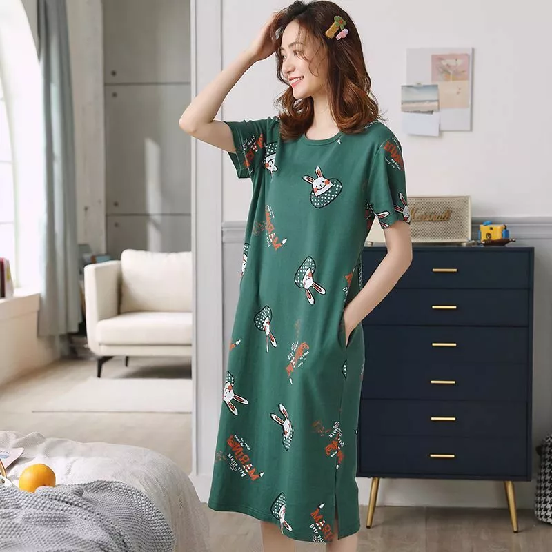 Women's Soft Sleep Shirt Dress Casual Short Sleeve Nightgown Pajama Nights  Dress