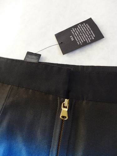 NUEVA CON ETIQUETAS MARC por Marc Jacobs Mezcla SEDA Falda a Rayas Azul Aster Negra Talla 4 - Imagen 8 de 12