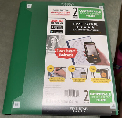 Five Star Customizable Pocket & Prong Teal Folder, 1 Green. Create Instant Flash