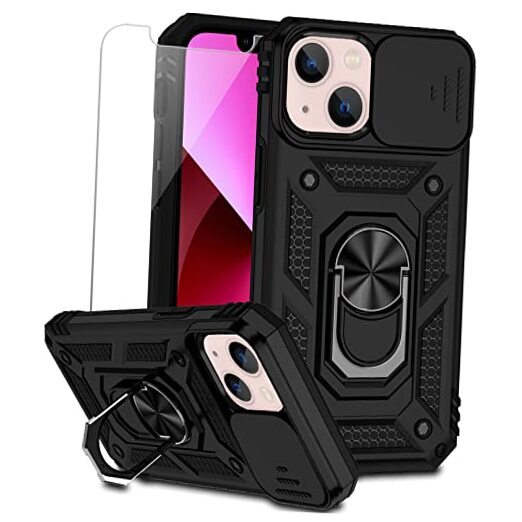for iPhone 13 Case with Camera Black with camera cover Military-Grade 2nd gen