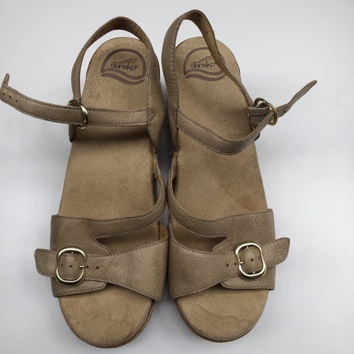 Dansko 42 Sandi Beige Leather Slingback Wedge Sandals Shoes Size 11 - Picture 2 of 9